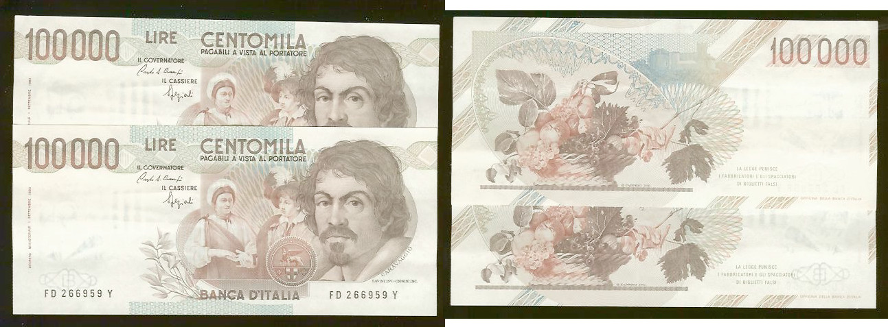Italy 100 000 lire 1983 2X AU